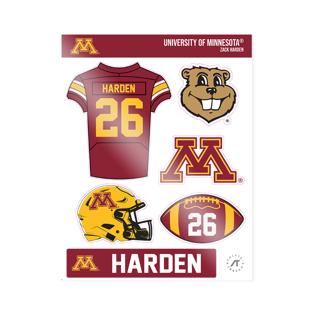 Minnesota - NCAA Football : Zack Harden - Sticker Sheet-0