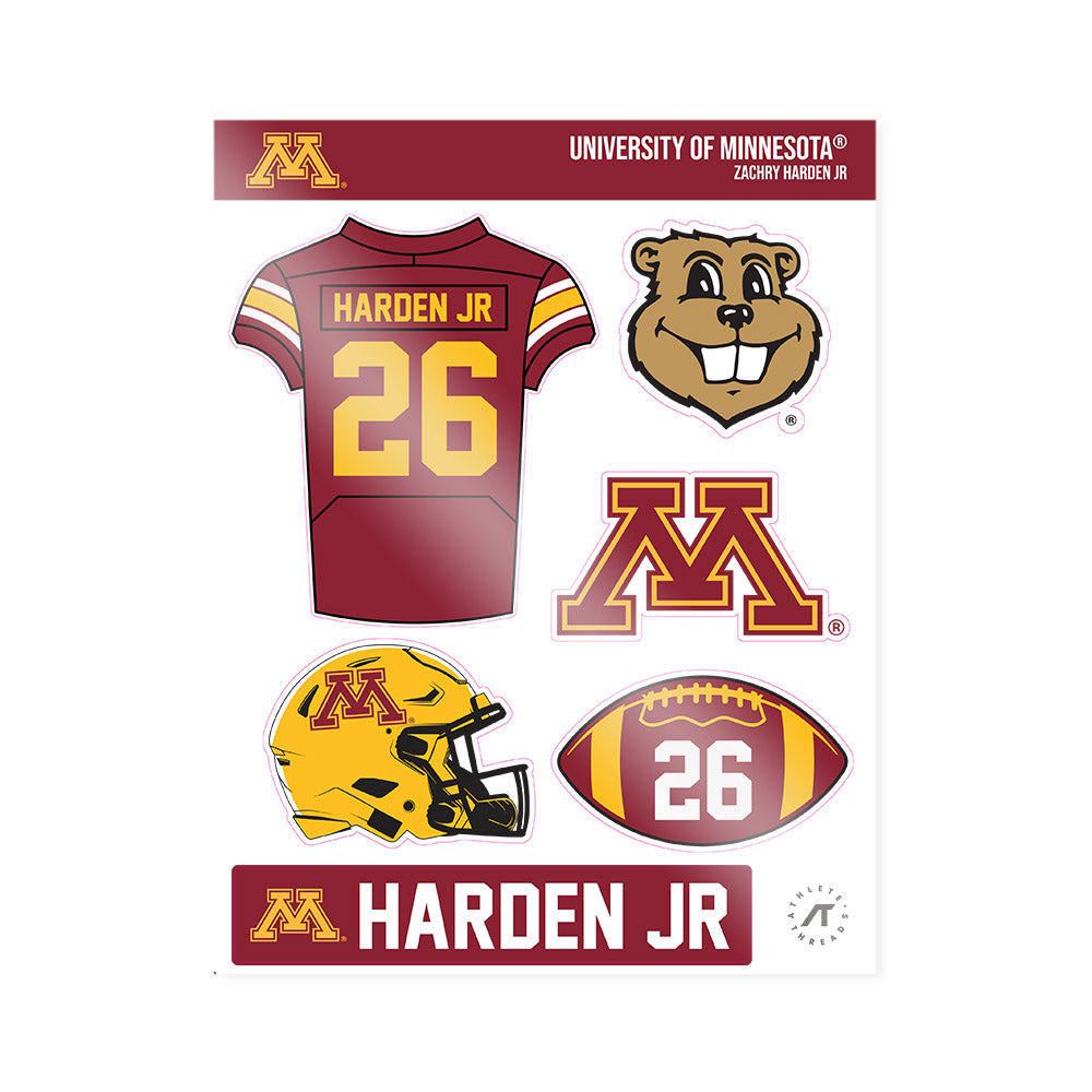 Minnesota - NCAA Football : Zachry Harden Jr - Sticker Sheet-0