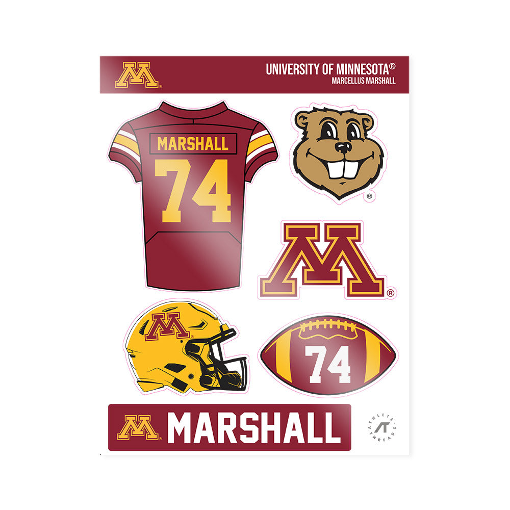 Minnesota - NCAA Football : Marcellus Marshall - Sticker Sheet-0
