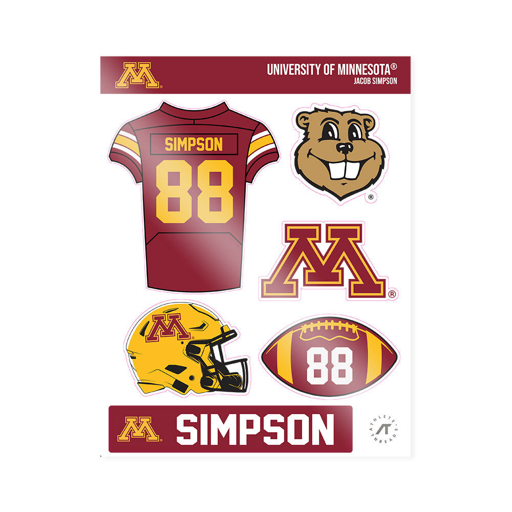 Minnesota - NCAA Football : Jacob Simpson - Sticker Sheet-0