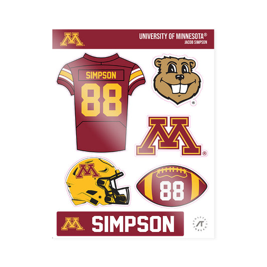 Minnesota - NCAA Football : Jacob Simpson - Sticker Sheet-0