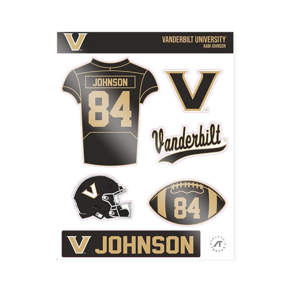 Vanderbilt - NCAA Football : Kam Johnson - Sticker Sheet-0