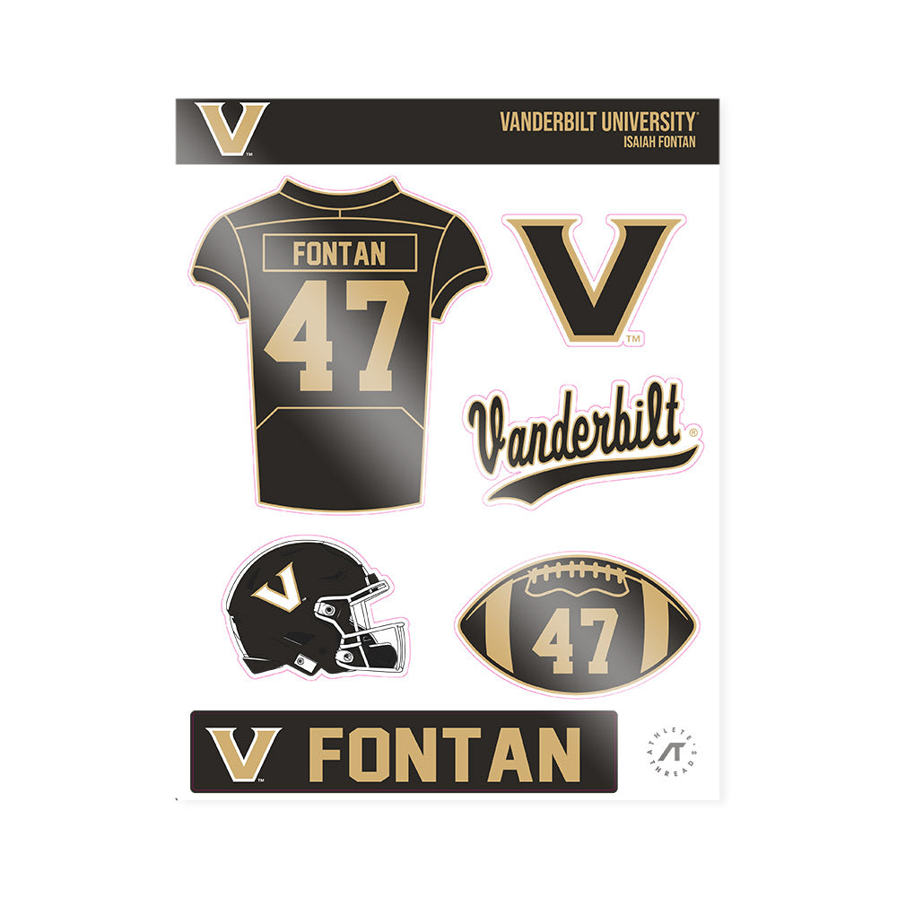Vanderbilt - NCAA Football : Isaiah Fontan - Sticker Sheet-0