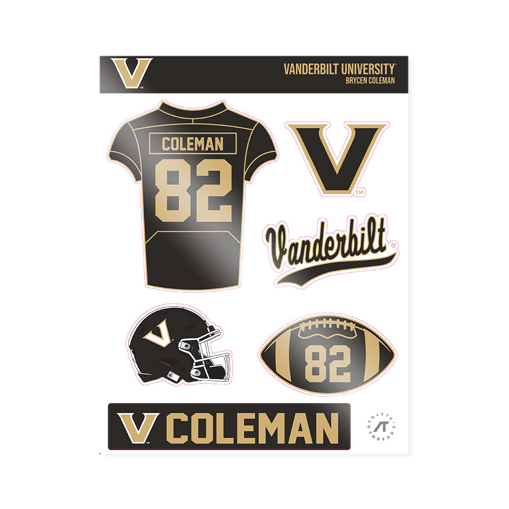 Vanderbilt - NCAA Football : Brycen Coleman - Sticker Sheet-0