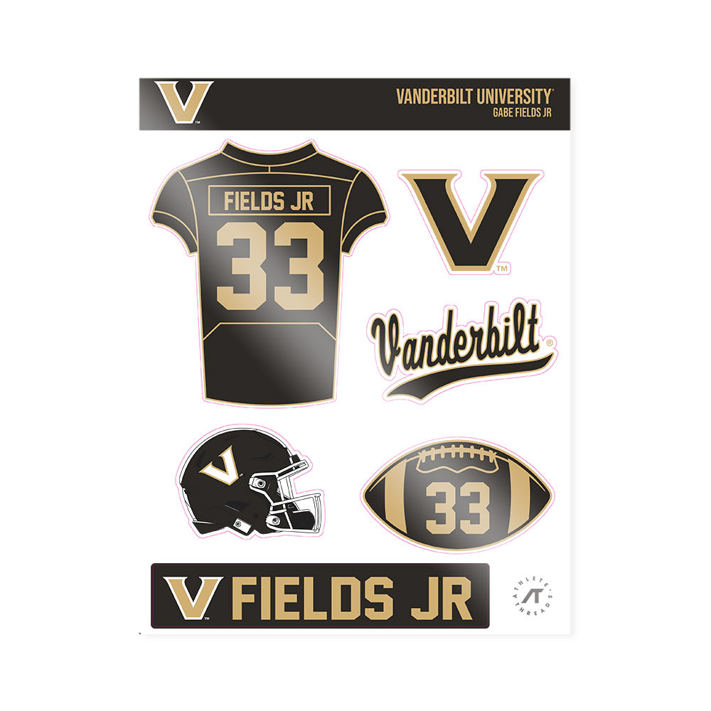 Vanderbilt - NCAA Football : Gabe Fields Jr - Sticker Sheet-0