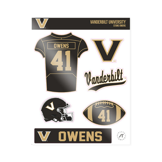 Vanderbilt - NCAA Football : Stone Owens - Sticker Sheet-0