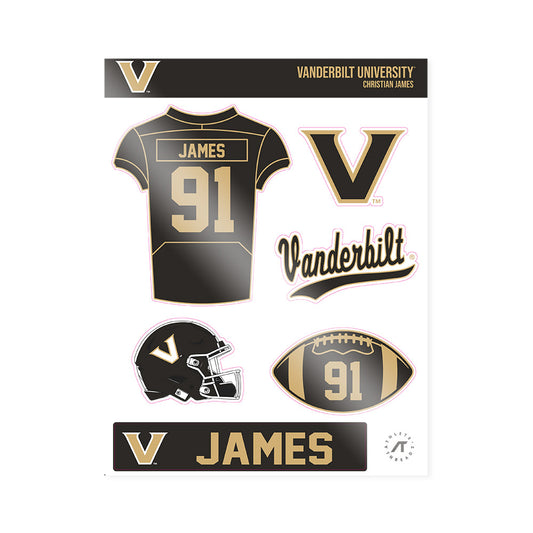 Vanderbilt - NCAA Football : Christian James - Sticker Sheet-0