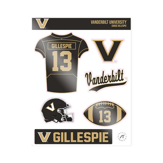 Vanderbilt - NCAA Football : Chase Gillespie - Sticker Sheet-0