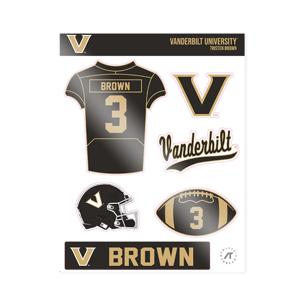 Vanderbilt - NCAA Football : Tristen Brown - Sticker Sheet-0