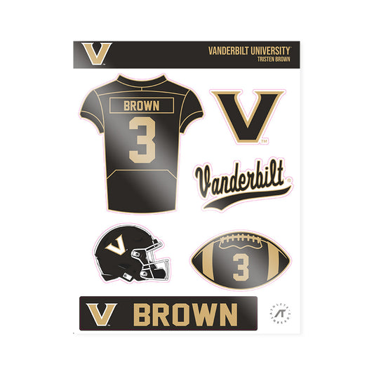 Vanderbilt - NCAA Football : Tristen Brown - Sticker Sheet-0