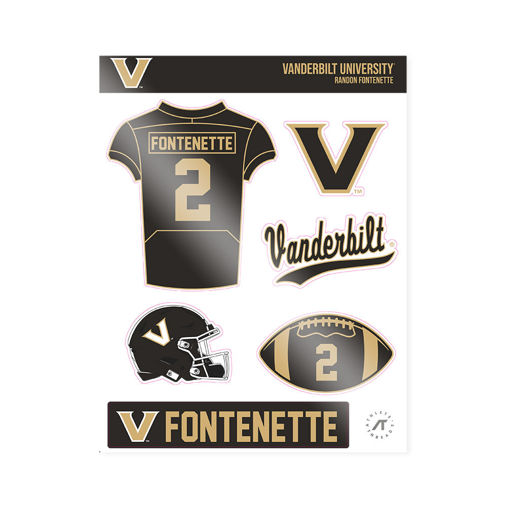 Vanderbilt - NCAA Football : Randon Fontenette - Sticker Sheet-0