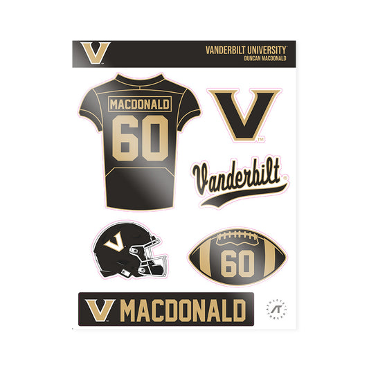 Vanderbilt - NCAA Football : Duncan MacDonald - Sticker Sheet-0