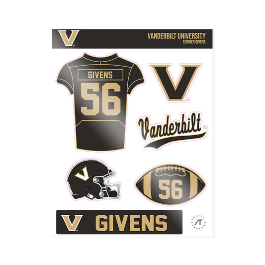 Vanderbilt - NCAA Football : Gunner Givens - Sticker Sheet-0