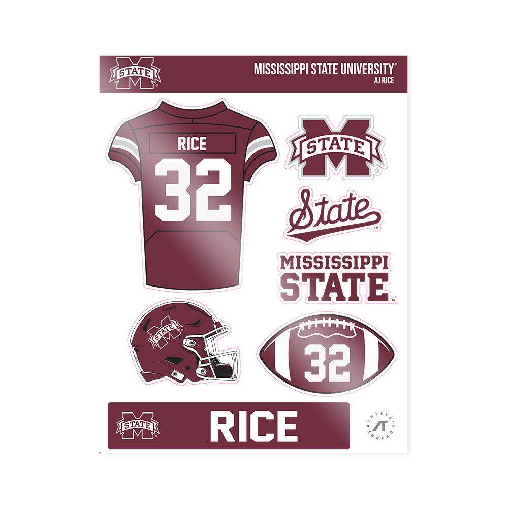 Mississippi State - NCAA Football : AJ Rice - Sticker Sheet-0