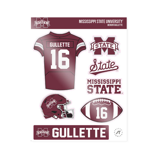 Mississippi State - NCAA Football : Derion Gullette - Sticker Sheet-0