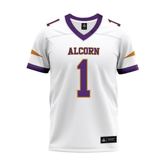 Alcorn - NCAA Football : Markel Mclaurin - white Premium Football Jersey-0