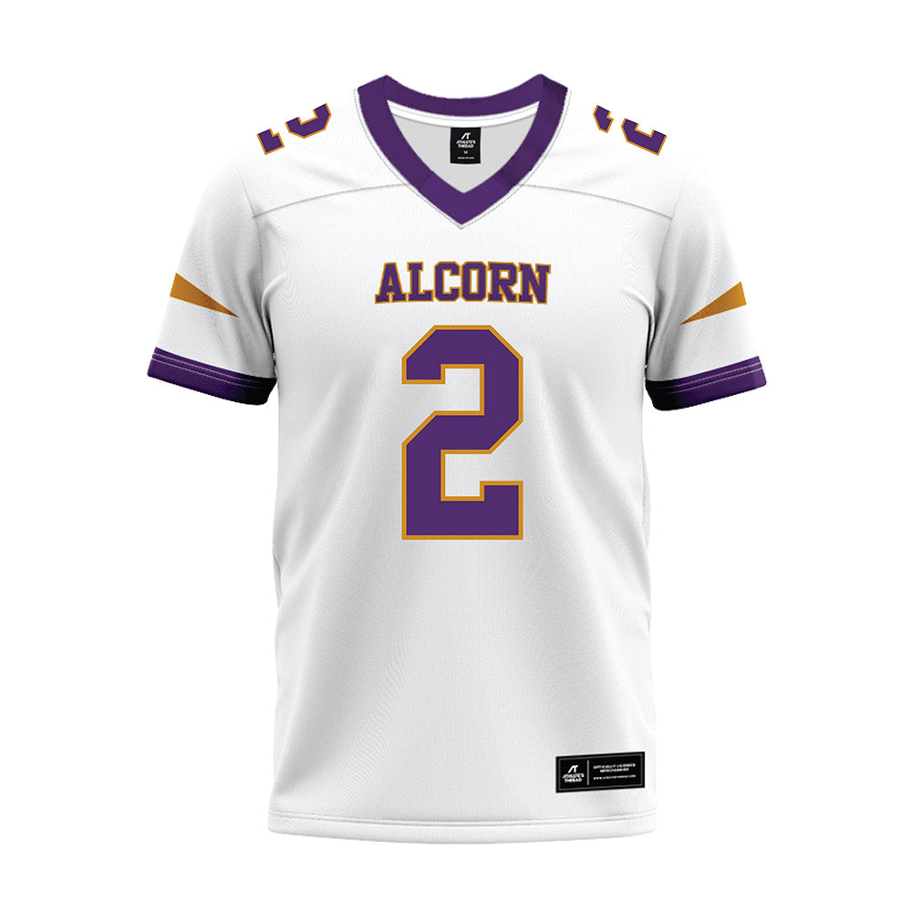 Alcorn - NCAA Football : Reggie Davis - white Premium Football Jersey-0