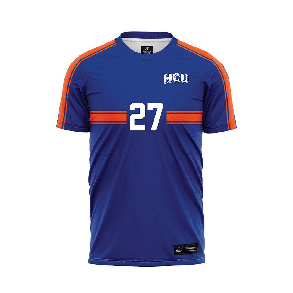 HCU - NCAA Men's Soccer : Chris Grote - Blue Soccer Jersey-0