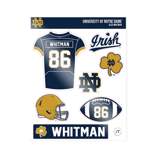 Notre Dame - NCAA Football : Alex Whitman - Sticker Sheet-0
