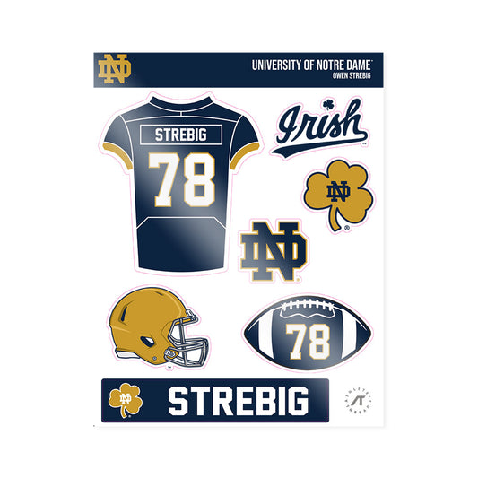 Notre Dame - NCAA Football : Owen Strebig - Sticker Sheet-0