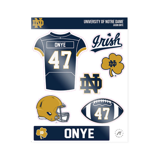 Notre Dame - NCAA Football : Jason Onye - Sticker Sheet-0