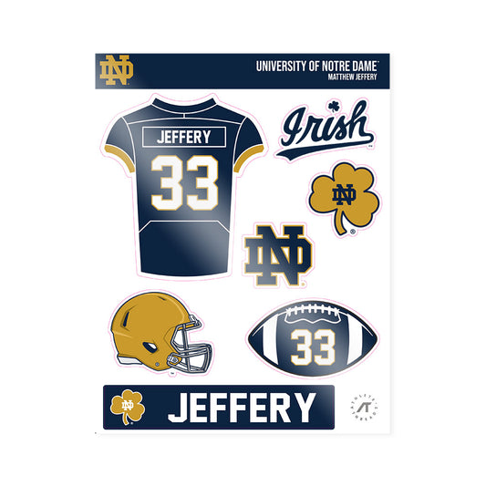 Notre Dame - NCAA Football : Matthew Jeffery - Sticker Sheet-0