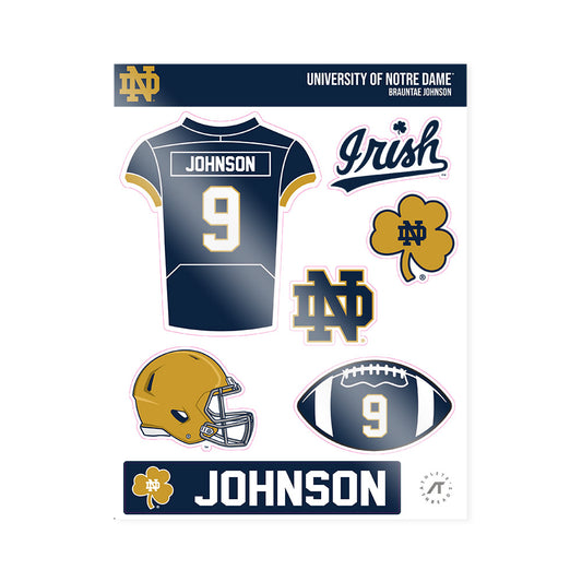 Notre Dame - NCAA Football : Brauntae Johnson - Sticker Sheet-0