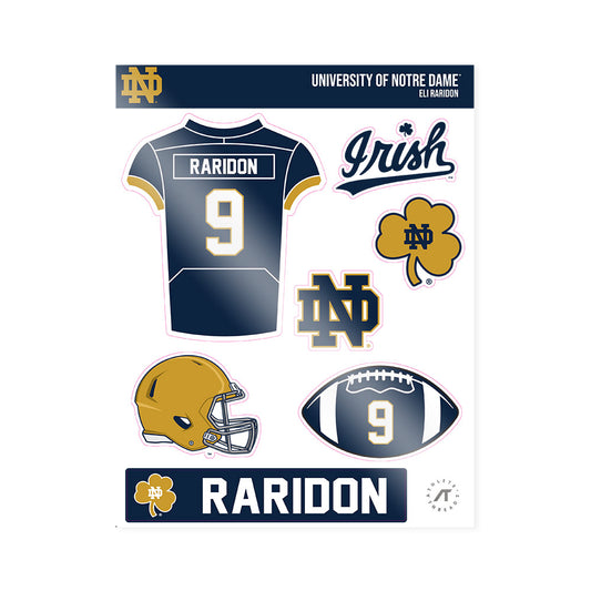 Notre Dame - NCAA Football : Eli Raridon - Sticker Sheet-0