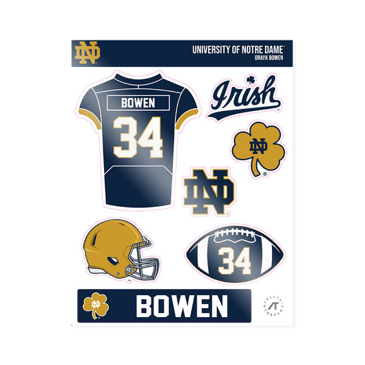 Notre Dame - NCAA Football : Drayk Bowen - Sticker Sheet-0