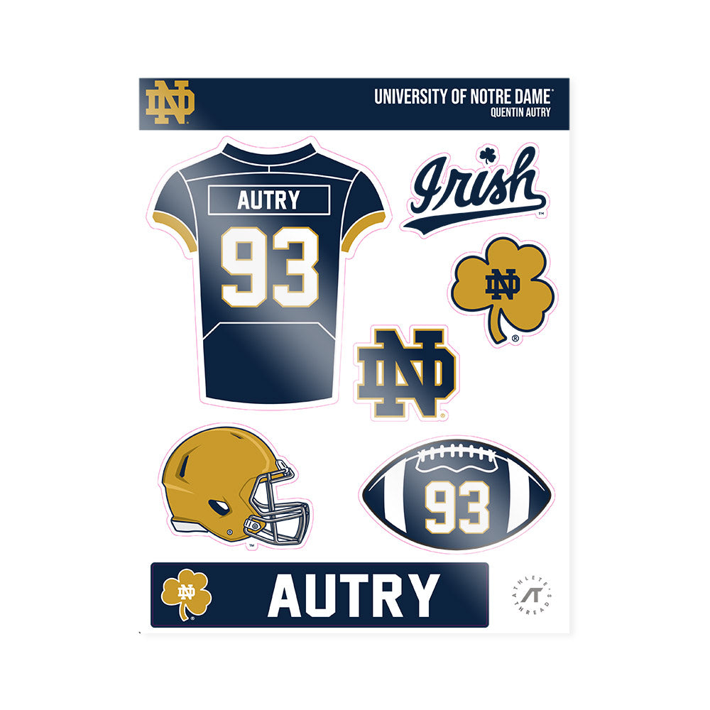 Notre Dame - NCAA Football : Quentin Autry - Sticker Sheet-0