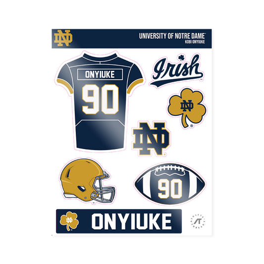 Notre Dame - NCAA Football : Kobi Onyiuke - Sticker Sheet-0