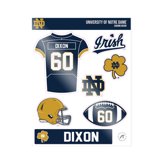 Notre Dame - NCAA Football : Davion Dixon - Sticker Sheet-0