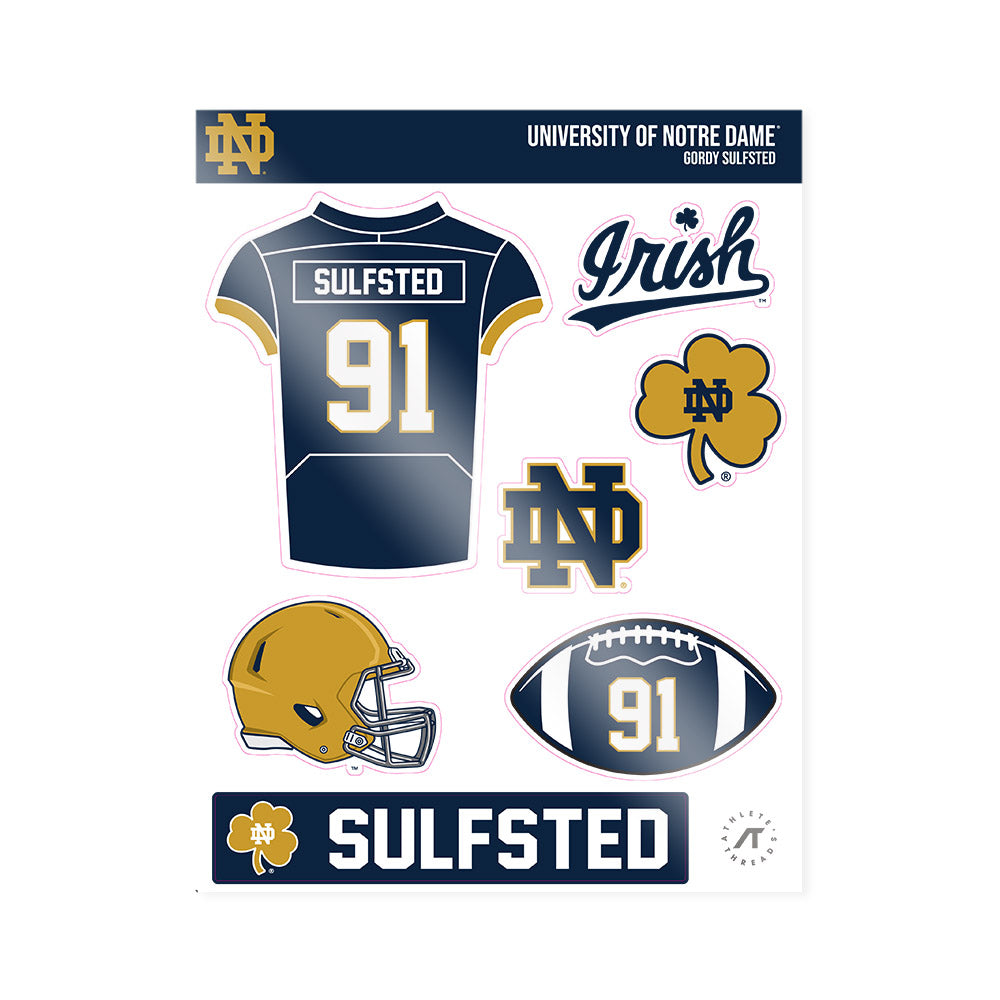 Notre Dame - NCAA Football : Gordy Sulfsted - Sticker Sheet-0