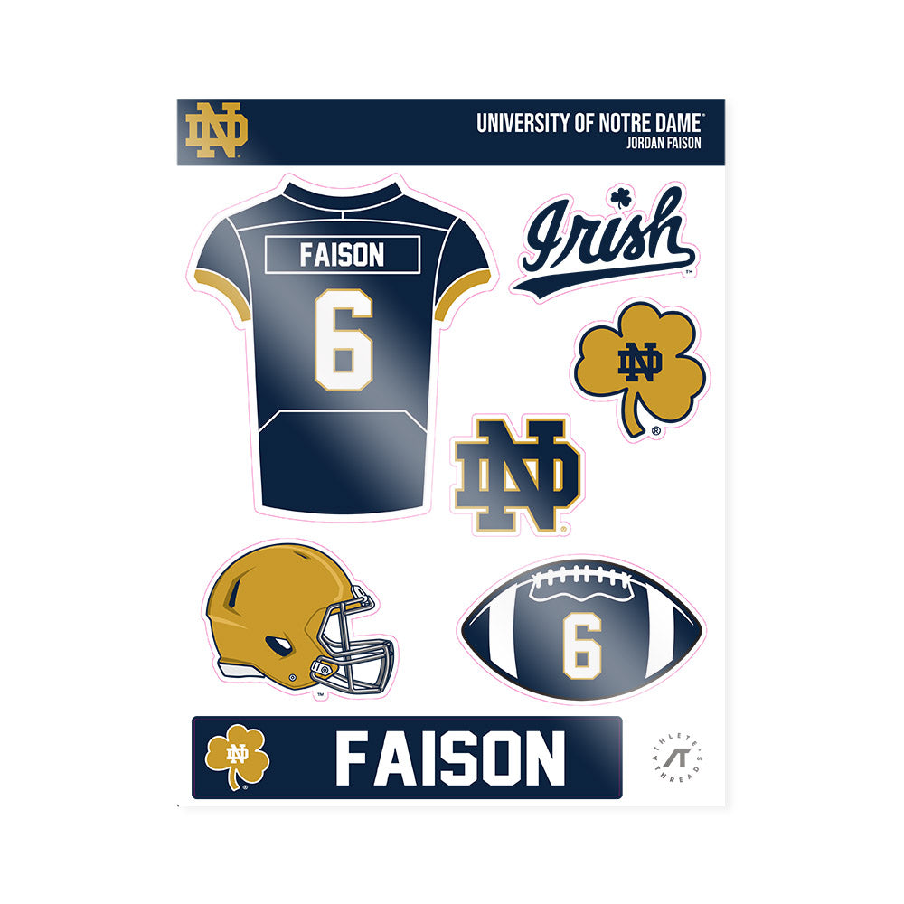 Notre Dame - NCAA Football : Jordan Faison - Sticker Sheet-0