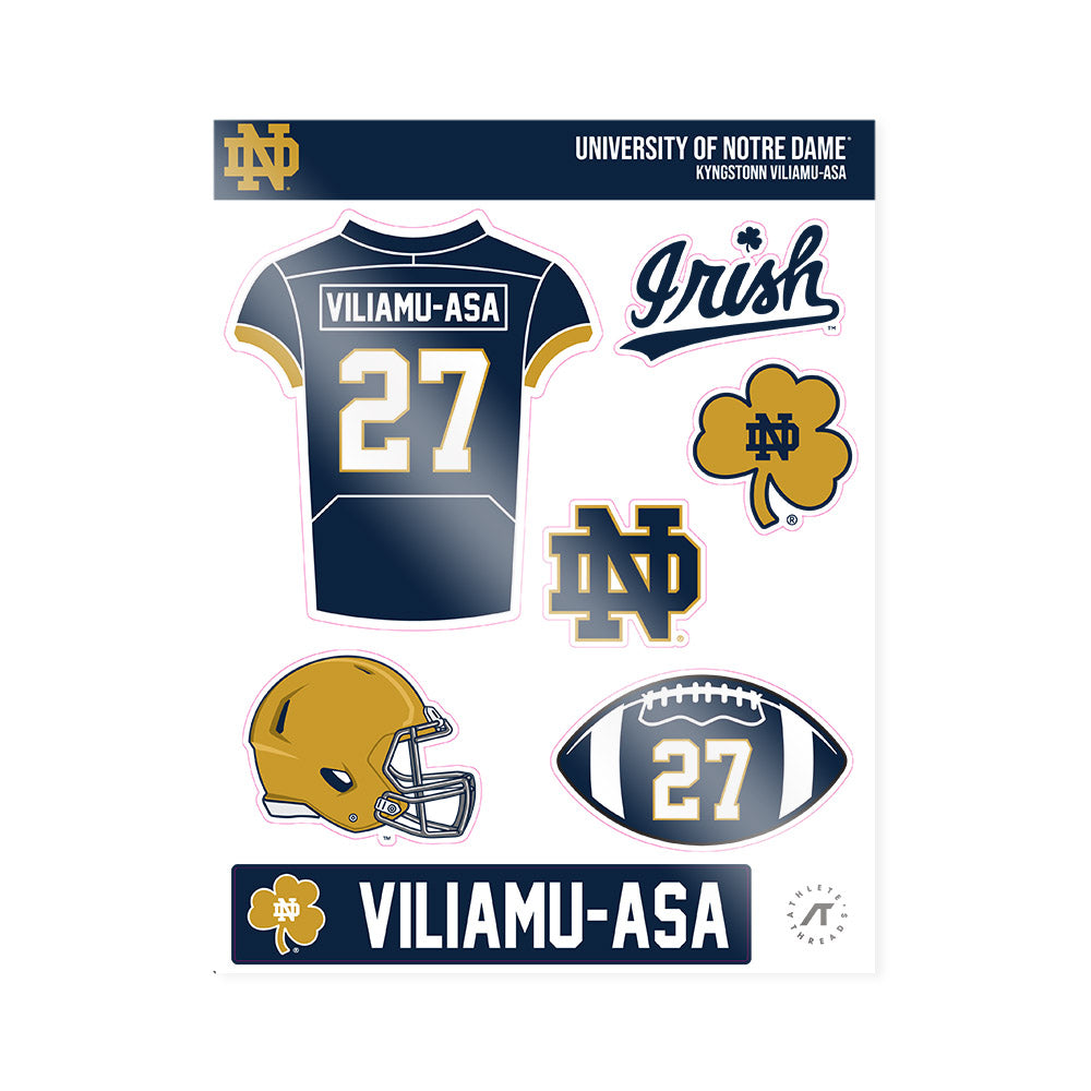 Notre Dame - NCAA Football : Kyngstonn Viliamu-Asa - Sticker Sheet-0