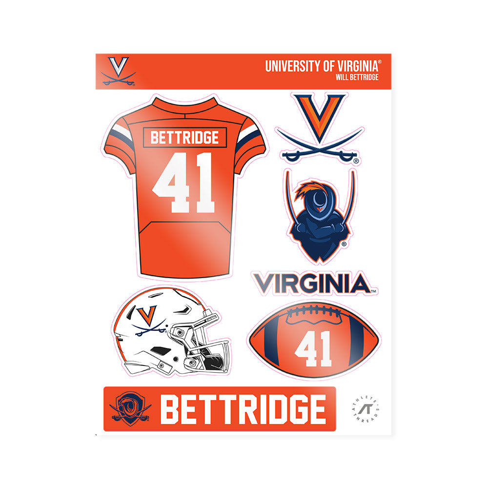 Virginia - NCAA Football : Will Bettridge - Sticker Sheet-0