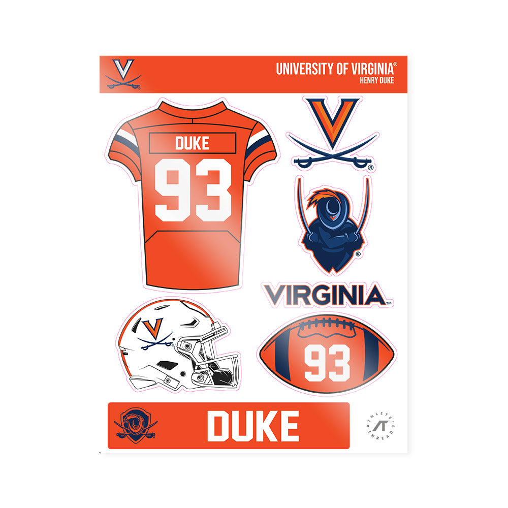 Virginia - NCAA Football : Henry Duke - Sticker Sheet-0