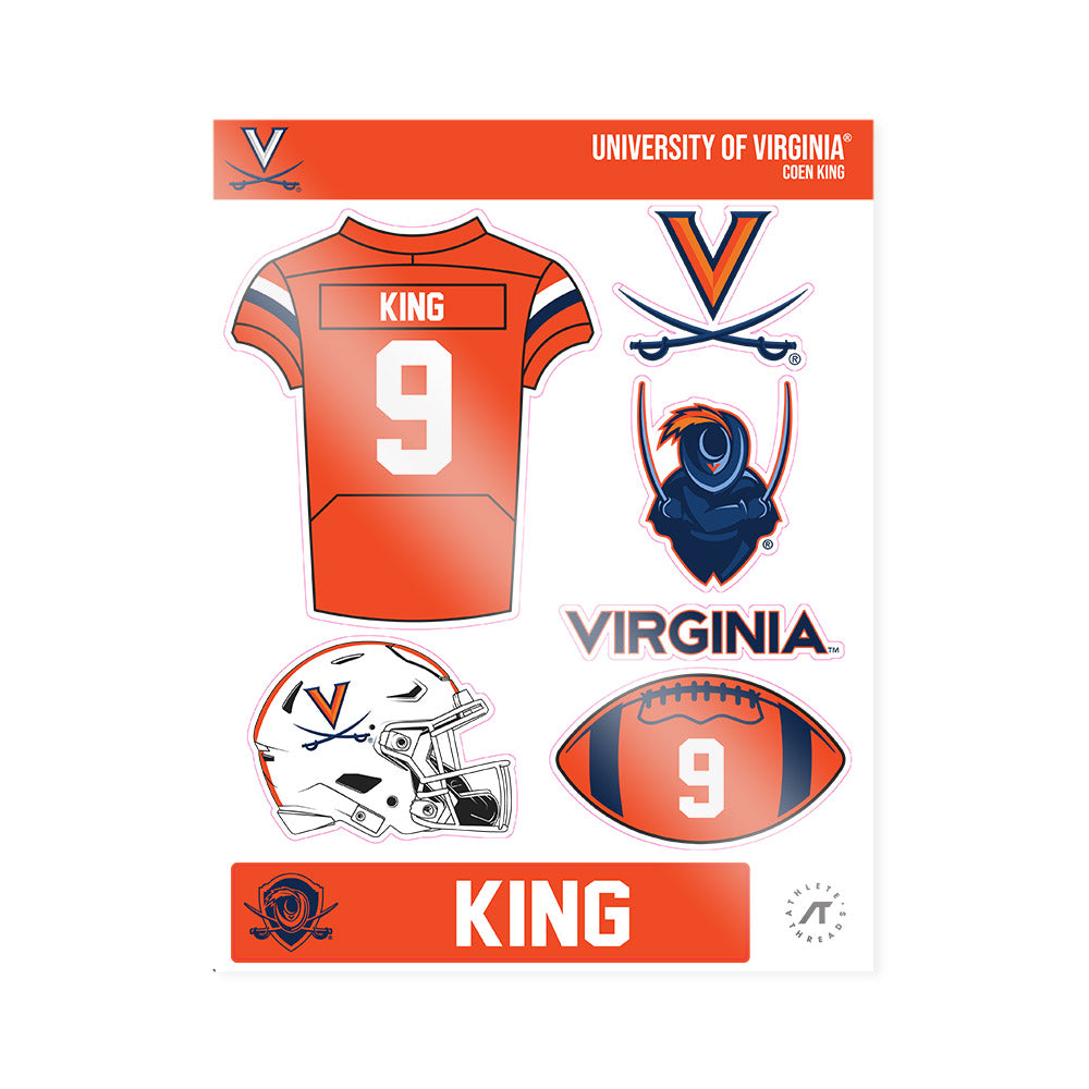 Virginia - NCAA Football : Coen King - Sticker Sheet-0