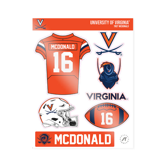 Virginia - NCAA Football : Trey McDonald - Sticker Sheet-0