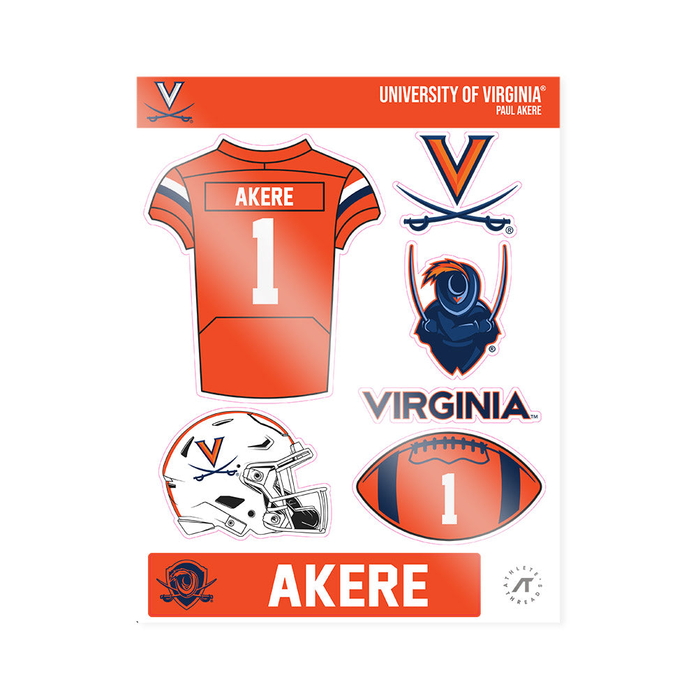 Virginia - NCAA Football : Paul Akere - Sticker Sheet-0