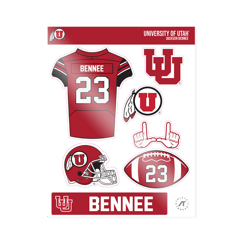 Utah - NCAA Football : Jackson Bennee - Sticker Sheet-0