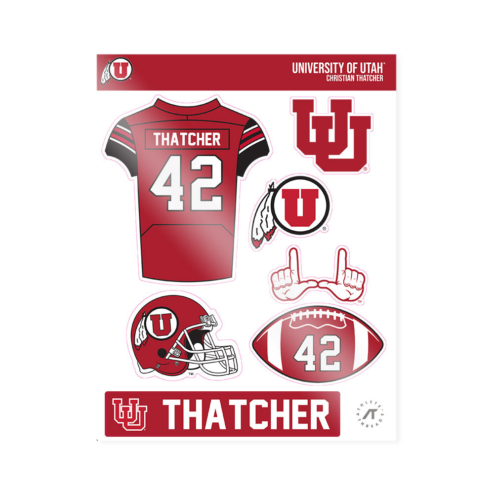 Utah - NCAA Football : Christian Thatcher - Sticker Sheet-0