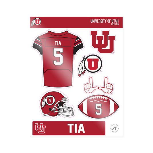 Utah - NCAA Football : Otto Tia - Sticker Sheet-0