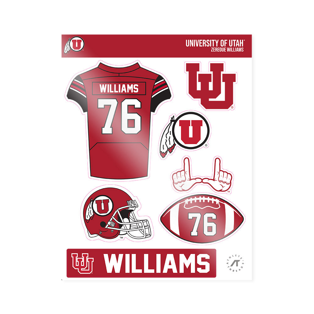 Utah - NCAA Football : Zereoue Williams - Sticker Sheet-0
