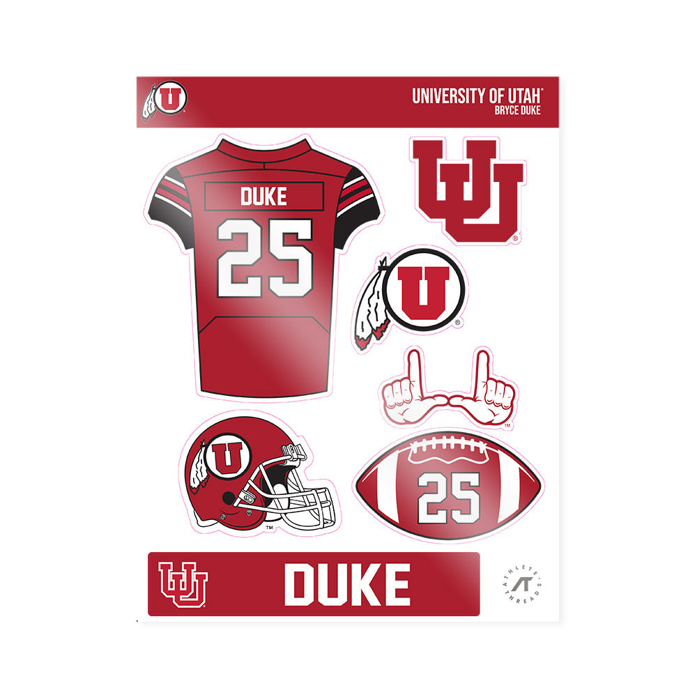 Utah - NCAA Football : Bryce Duke - Sticker Sheet-0