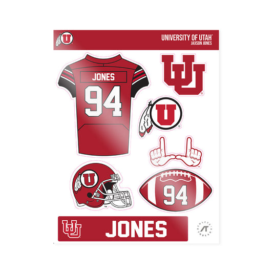Utah - NCAA Football : Jaxson Jones - Sticker Sheet-0