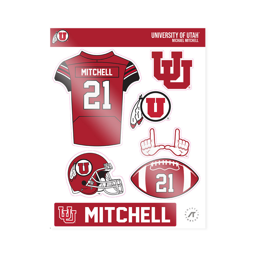 Utah - NCAA Football : Michael Mitchell - Sticker Sheet-0