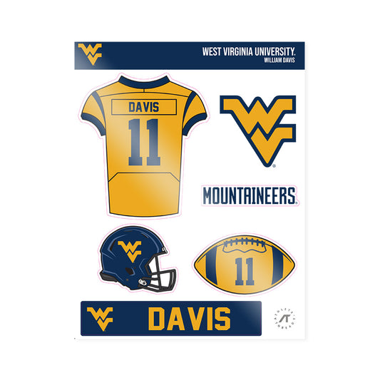West Virginia - NCAA Football : William Davis - Sticker Sheet-0