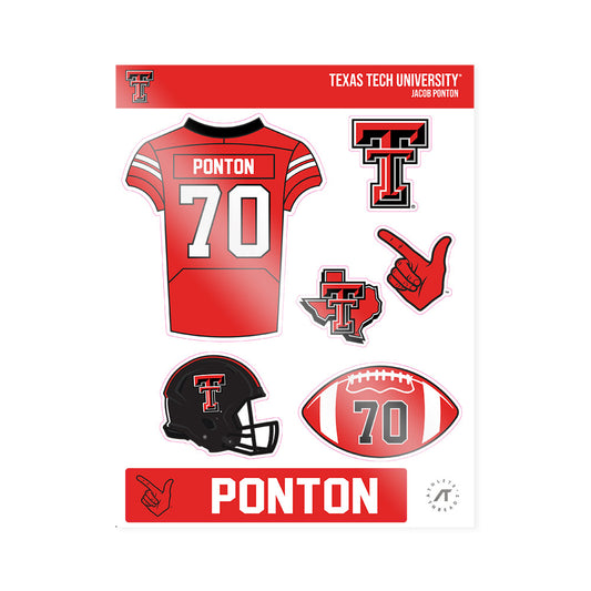 Texas Tech - NCAA Football : Jacob Ponton - Sticker Sheet-0