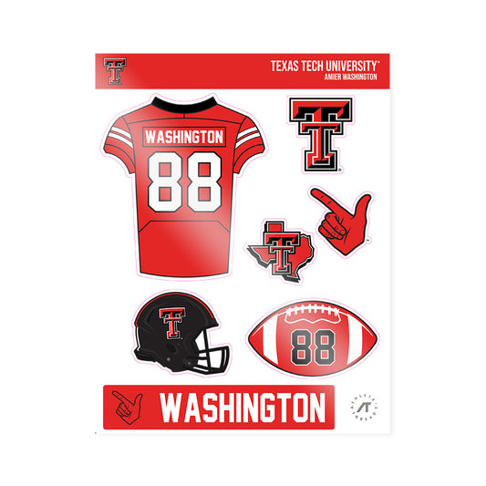 Texas Tech - NCAA Football : Amier Washington - Sticker Sheet-0